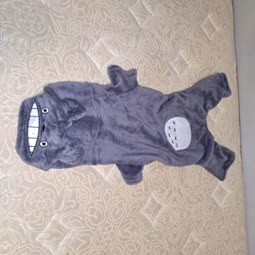 An XL Dog Hoodie Sweater in gray,  soft brushed cotton. With ears and legs.